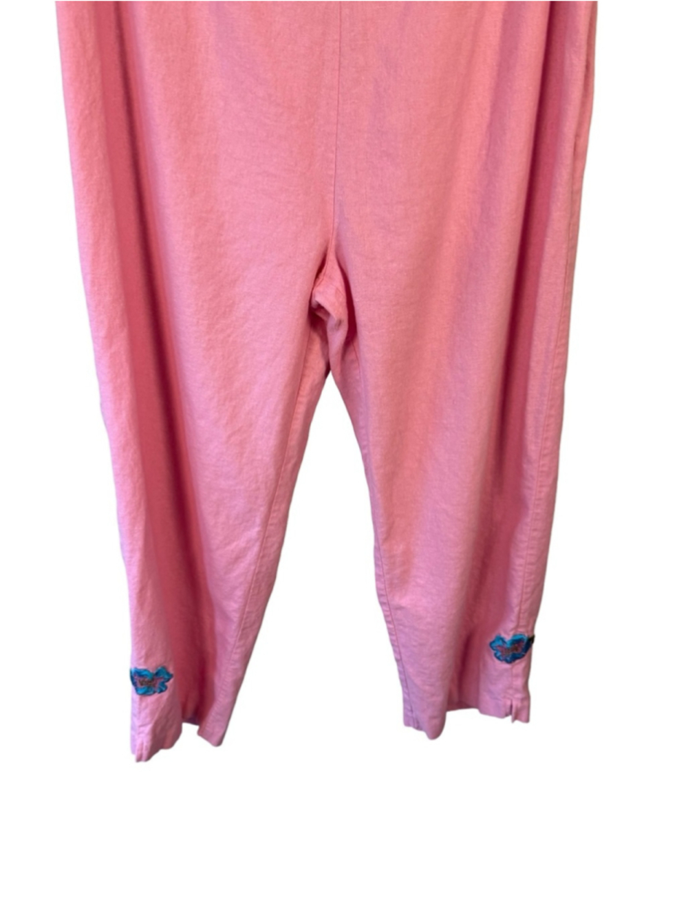 A.K.C. Pink Cropped Linen Blend Pants for Women Size L Boho Cottagecore Coastal - Picture 12 of 14